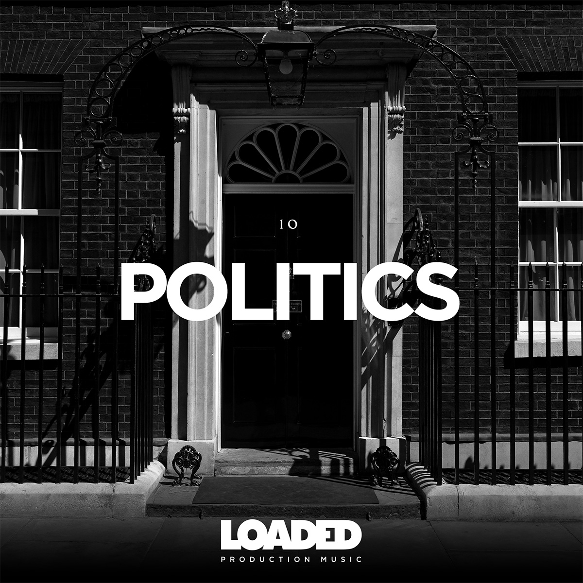 Politics playlist artwork with black and white number 10 door