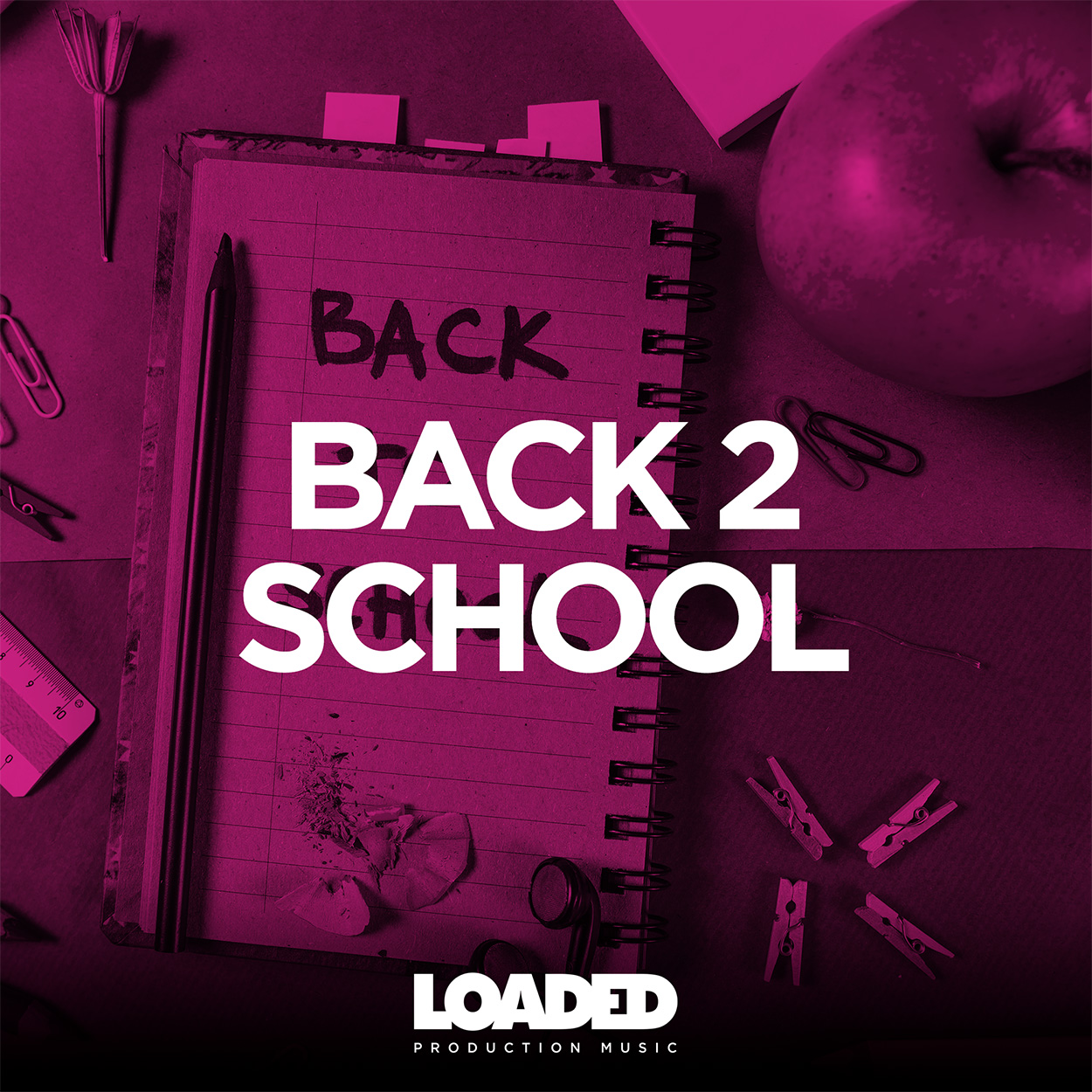 Back 2 School playlist cover art with photo of school supplies